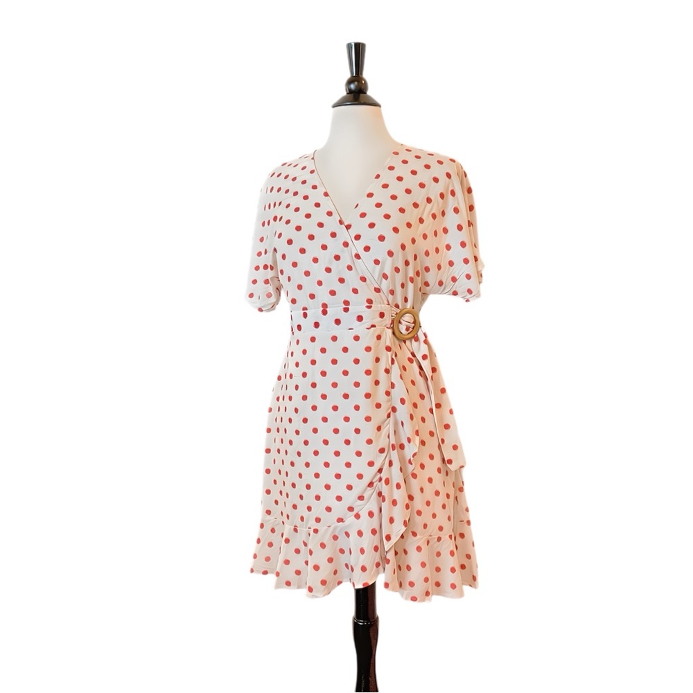 J.O.A. Polka Dot Wrap Dress - Red and White NWOT